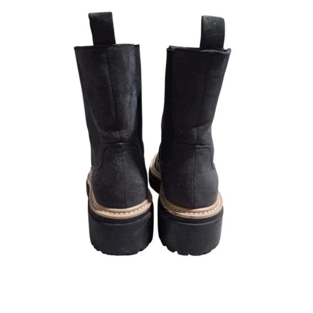Open Edit Chunky Platform‎ Mya Lug Sole Women's Size 7.5 Chelsea Suede Boots